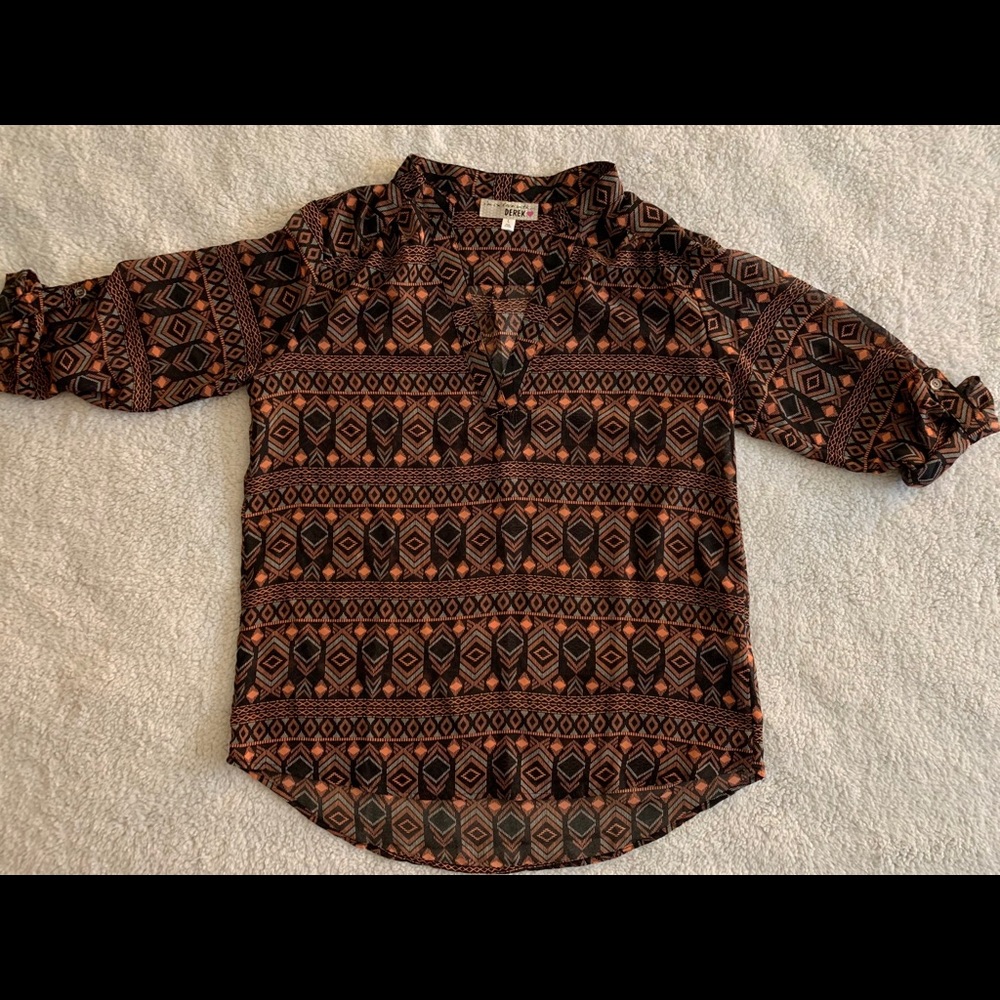 3/4 Sleeve Geometric Blouse